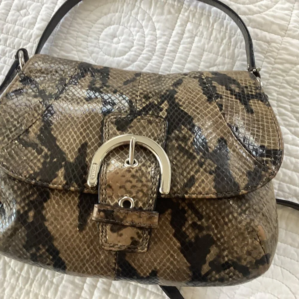 Vintage Coach Soho Snake Python Reptile Pattern Leather Crossbody Flap Bag - Picture 10 of 16